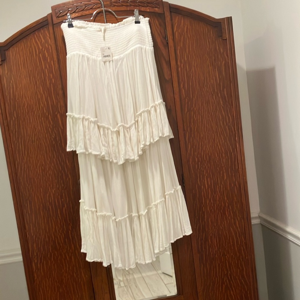 Free People Cream Tiered Maxi Skirt Resort Wear